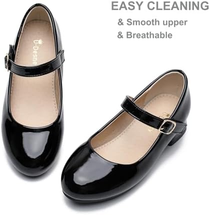 Youdesney Girls Dress Shoes Mary Jane Flower Girls Shoes Cute Princess Low Heels For School Wedding Party (Toddler/Little Kids/Big Kids)