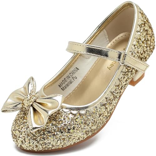 Youdesney Girls Dress Shoes Mary Jane Sparkly Flower Girls Pumps Cute Princess Low Heels for School Wedding Party (Toddler/Little Kids/Big Kids)