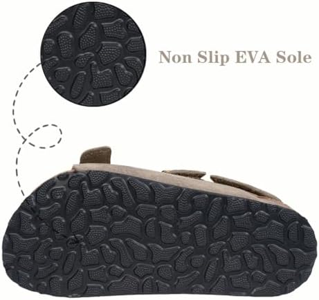 ZUSERIS Kids Toddler Sandals Boys Girls Cork Footbed Sandal Comfort Double Buckle Slip On Slippers With Adjustable Back Strap