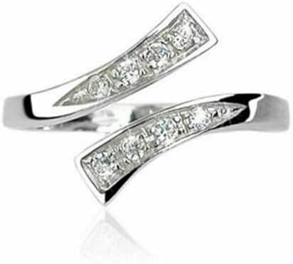 0.10 Ct Round Cut Simulated Diamond Bypass Adjustable Toe Ring 14K White Gold Plated 925 Silver