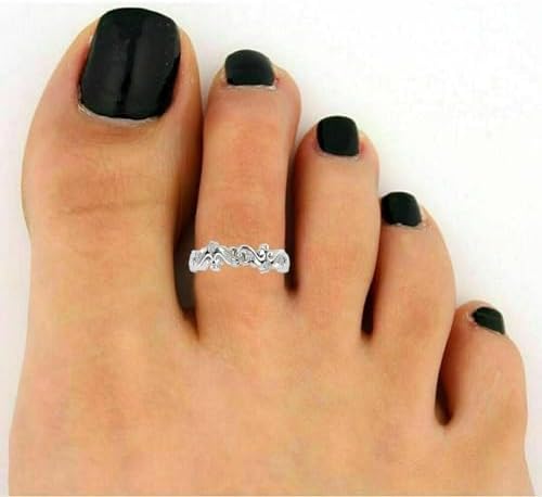 0.25 Ct Round Cut Simulated Diamond Adjustable Band Toe Ring 925 Sterling Silver