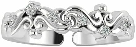 0.25 Ct Round Cut Simulated Diamond Adjustable Band Toe Ring 925 Sterling Silver