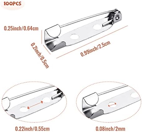 100 个酒吧别针 - 银色胸针扣别针适用于徽章、DIY 工艺、缝纫、迎婴派对、婚礼名称标签(25 毫米)