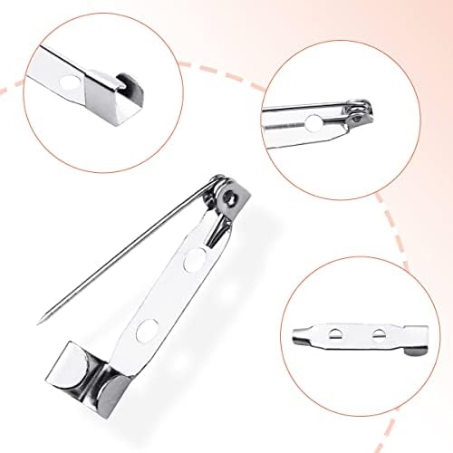 100 个酒吧别针 - 银色胸针扣别针适用于徽章、DIY 工艺、缝纫、迎婴派对、婚礼名称标签(25 毫米)