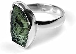 100% Natural Czech Moldavite Rough Ring With Certified Gemstone 925 Solid Sterling Silver Handmade Designer Jewelry Leaf Design
