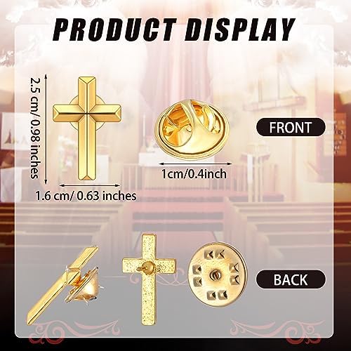 100 Pcs Cross Pins Bulk Metal Golden Silver Religious Christian Cross Brooch Pins Set Religious Enamel For Christian Chaplain Gifts Funeral Church Prayer Activities (Gold)