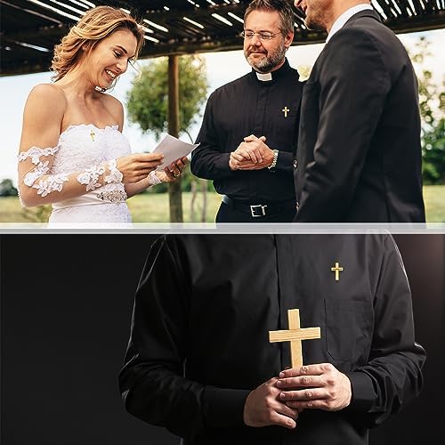 100 Pcs Cross Pins Bulk Metal Golden Silver Religious Christian Cross Brooch Pins Set Religious Enamel For Christian Chaplain Gifts Funeral Church Prayer Activities (Gold)