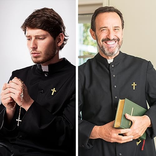 100 Pcs Cross Pins Bulk Metal Golden Silver Religious Christian Cross Brooch Pins Set Religious Enamel For Christian Chaplain Gifts Funeral Church Prayer Activities (Gold)