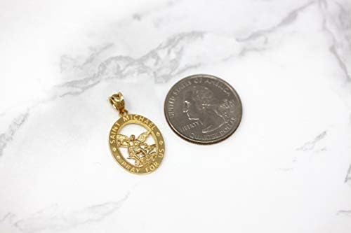 10k Gold Saint Saint Michael Pray For Us Oval Charm Pendant