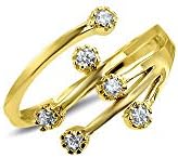 10k Yellow Gold Toe Ring Clear CZ. Size Adjustable