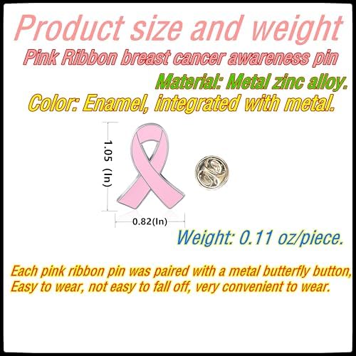 12/25/50/100 Pieces Pink Ribbon Pin Breast Cancer Awareness Enamel Lapel Pins Breast Cancer Awareness Pins Pink Ribbon Badge Brooch Pins For Survivor Public Events Charity Fundraising Bulk