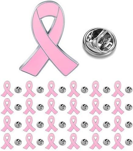 12/25/50/100 pieces pink ribbon pin breast cancer awareness enamel lapel pins Breast Cancer Awareness Pins pink Ribbon badge Brooch pins for Survivor Public events charity fundraising bulk