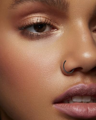 12Pcs 20G Fake Nose Rings Fake Septum Nose Ring Hoop For Faux Lip Septum Nose Ring Set Stainless Nose Hoop For Women Men