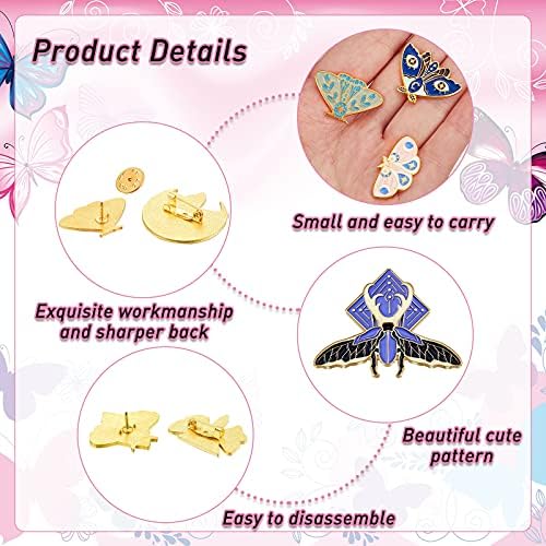 13 PACK Butterfly Moth Pins Enamel Gothic Vintage Cool Horror Brooches For Backpack Steampunk Badge Jewelry