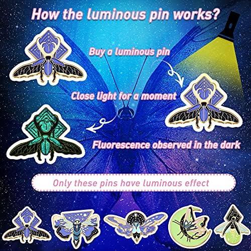 13 PACK Butterfly Moth Pins Enamel Gothic Vintage Cool Horror Brooches For Backpack Steampunk Badge Jewelry