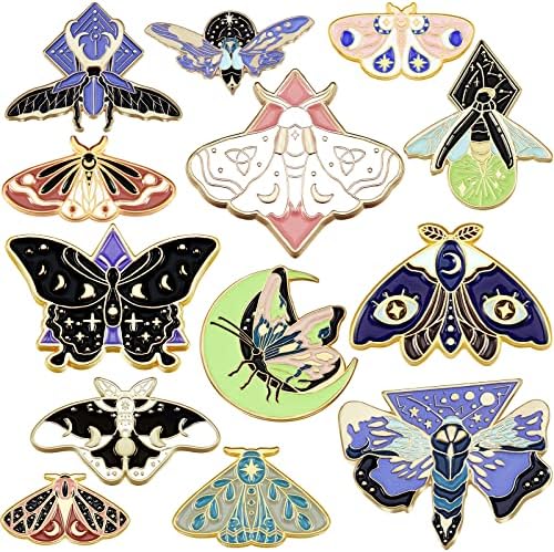 13 PACK Butterfly Moth Pins Enamel Gothic Vintage Cool Horror Brooches for Backpack Steampunk Badge Jewelry 13 PACK Butterfly Moth Pins Enamel Gothic Vintage Cool Horror Brooches for Backpack Steampunk Badge Jewelry
