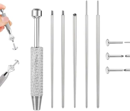 14G 16G 18G 20G Piercing Taper Kit Piercing Ball Grabber Tool Stainless Steel Flat Back Earring Applicator Tool Threadless Insertion Pin Curved Body Piercings Kits for Ear/Nose/Navel/Lip/Eyebrow