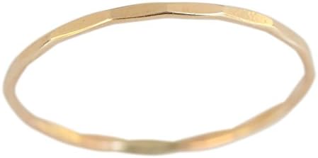 14k 镀金 1mm 薄切面平带中长趾戒指