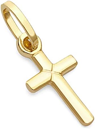 14k REAL Yellow OR White Gold Tiny Latin Style Cross Charm Pendant