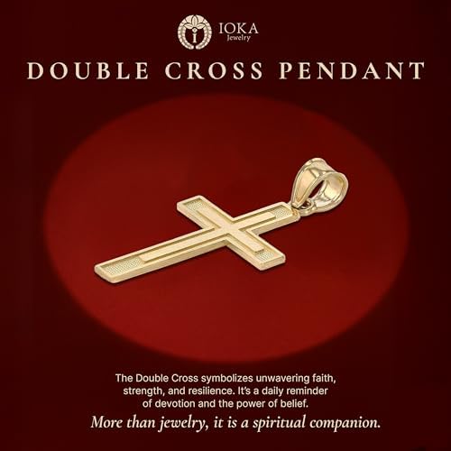 14K Yellow Solid Gold Cross Pendant For Men Or Women In Two Sizes – 14 Karat Small Jesus Charm For Necklace Or Chain – Thin Crucifix Jewelry Gift For Baptism Confirmation Christian Religious Or Everyday Wear