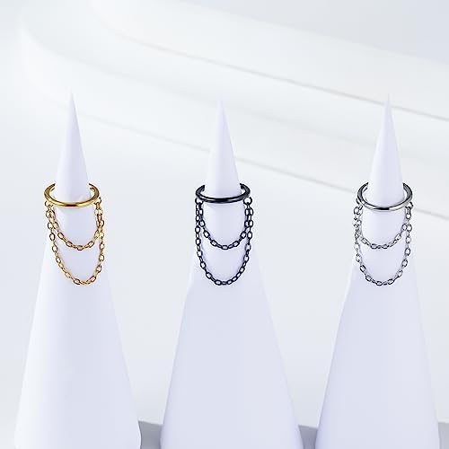 16G 钛软骨耳环 7mm 9mm 螺旋穿孔首饰 单/双/三链防过敏铰链式响片