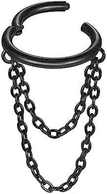 16G 钛软骨耳环 7mm 9mm 螺旋穿孔首饰 单/双/三链防过敏铰链式响片