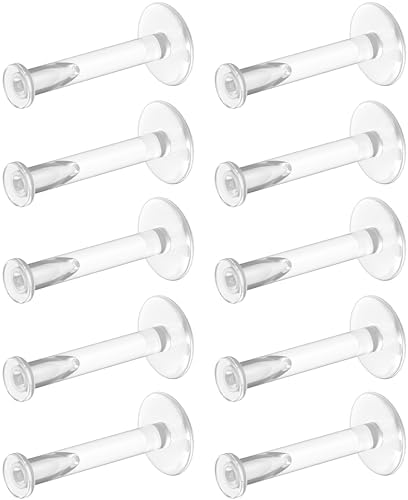 16g Clear Earrings for Sports Work Surgery - Bioflex Labret Clear Piercing Retainers 10pc Set - Plastic Clear Piercings Stud Earrings for Cartilage Helix Tragus Lip Medusa Monroe (6mm 8mm 10mm 12mm)