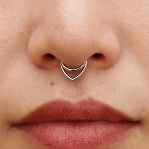 16G Titanium Septum Rings Double Septum Jewelry Daith Piercing Jewelry Silver Gold Hinged Segment Helix Clicker Piercing Jewelry 8 Mm 10 Mm Seamless Ring Hypoallergenic Jewellery For Her