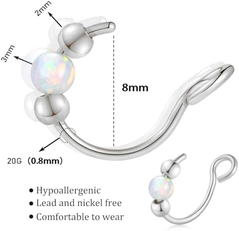 18g Gold Nose Hoops Opal Nose Rings For Women - Fake/Real Surgical Steel Hypoallergenic