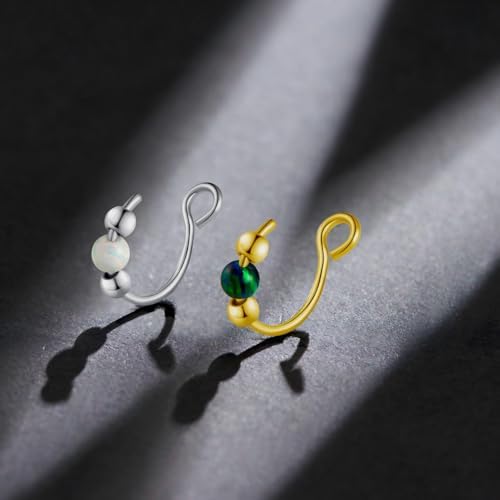 18g Gold Nose Hoops Opal Nose Rings For Women - Fake/Real Surgical Steel Hypoallergenic