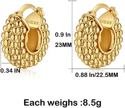 18K Gold Plated Chunky Hoop Earrings For Women Fashion Thick Gold Hoops Set Jewelry For Birthday Christmas Gifts