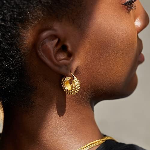 18K Gold Plated Chunky Hoop Earrings For Women Fashion Thick Gold Hoops Set Jewelry For Birthday Christmas Gifts