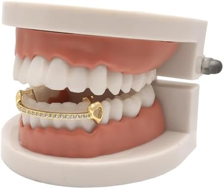 18K Gold Plated Grillz Open Face Bottom Mouth Teeth Grills Hip Hop Iced Out Diamond Grills For Your Teeth Grillz For Men And Women Rapper Costume