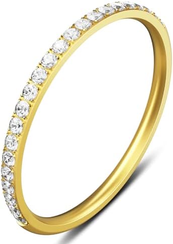 2-Pack 14K Gold Plated Stacking Rings For Oura Ring Gen 4/Oura Ring Gen 3 Cubic Zirconia Simulated Diamond Oura Stack Rings For Women