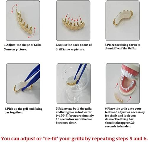 2 Pcs 18K Gold Plated Double Tooth Cap Hip Hop Teeth Grillz Vampire Fangs Grills Set For Men And Women Rapper Cosplay Costume