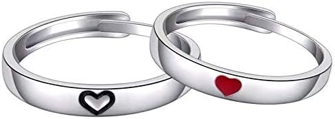 2 Pcs Sun Moon Matching Rings Set Couple Friendship Lover Open Adjustable Rings Minimalist Heart Engagement Wedding Bands Simple Multi-Style Jewelry For Him Her Lover Couples