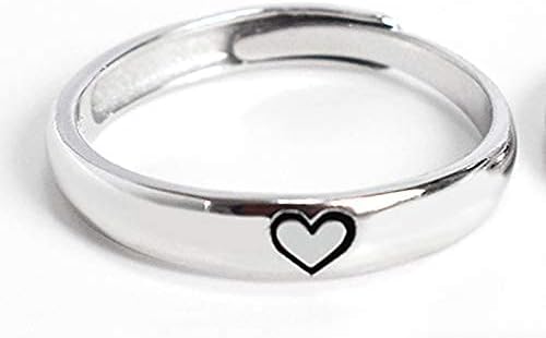 2 Pcs Sun Moon Matching Rings Set Couple Friendship Lover Open Adjustable Rings Minimalist Heart Engagement Wedding Bands Simple Multi-Style Jewelry For Him Her Lover Couples