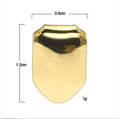 2 Pieces 14K Plated Gold Grillz Hip Hop Top Tooth Single Grill Cap For Teeth Mouth