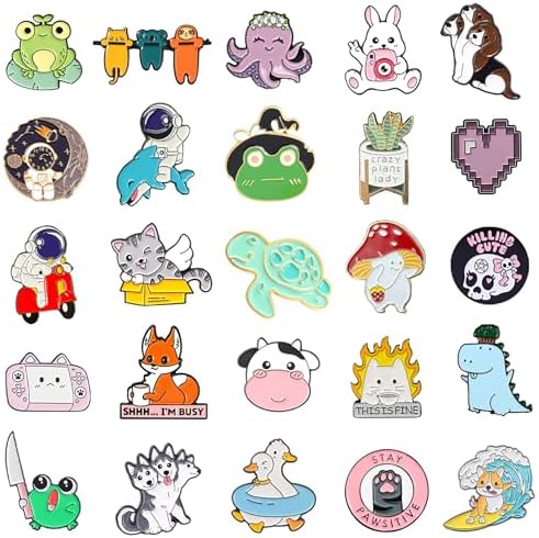 20/40/50 Pcs Cute Enamel Backpack Pins Funny Anime Enamel Lapel Pins Bulk Set Cool Brooch Button Pins Badge Aesthetic For Backpacks Bag Jacket Kids Girls Festival Present (Random Style)