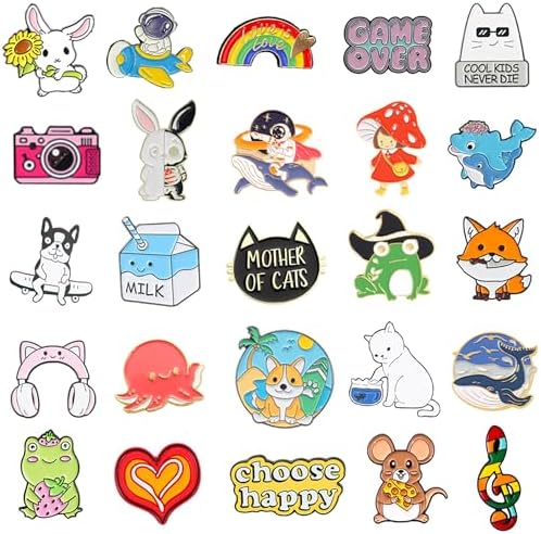 20/40/50 Pcs Cute Enamel Backpack Pins Funny Anime Enamel Lapel Pins Bulk Set Cool Brooch Button Pins Badge Aesthetic For Backpacks Bag Jacket Kids Girls Festival Present (Random Style)