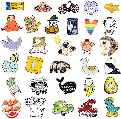 20/40/50 PCS Cute Enamel Backpack Pins Funny Enamel Pins Bulk Set Cool Button Pins Aesthetic Brooch Lapel Pins Anime For Backpacks Jackets Hats Kids Girls