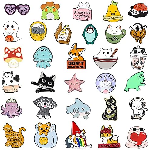 20/40/50 PCS Cute Enamel Backpack Pins Funny Enamel Pins Bulk Set Cool Button Pins Aesthetic Brooch Lapel Pins Anime For Backpacks Jackets Hats Kids Girls