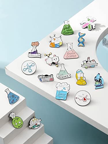 20 Pcs Science Party Favors Enamel Pins Back To School Gifts Science Theme Cute Cartoon Lapel Pin Scientist Laboratory Pins For Badges Chemistry Bag Backpack Party Gifts