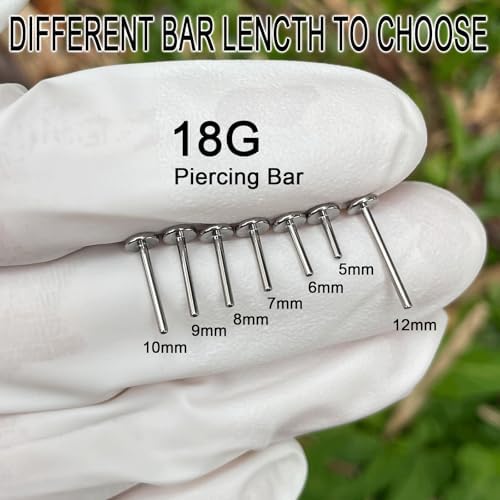 20G/16G/18G/无螺纹棒 G23 钛替换柱杆平背耳钉适用于唇钉鼻耳屏海螺螺旋软骨叶 Medusa 穿孔珠宝