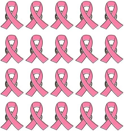 20PCS Official Breast Cancer Awareness Lapel Pins Hope Pink Ribbon Lapel Pins by CSPRING