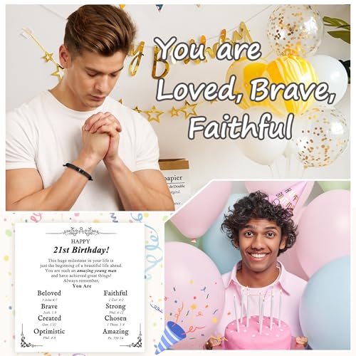 21st Birthday Gifts For Him Happy 21st Birthday Bracelets As 21st Birthday Decorations For Him Meaningful Christian Gifts With Happy 21st Birthday Card For Son Grandson Nephew Boyfriend