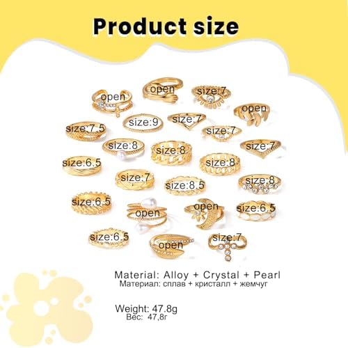 23pcs/set Fashionable Ring Set Geometric Style And Bohemian Element Accent Suitable For All Kinds Of Wear Embellishment Accessories