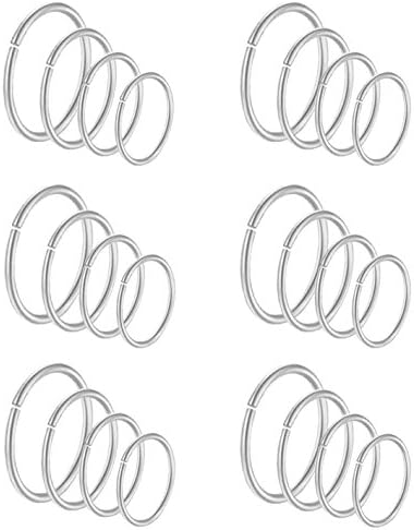 24 件 20G 316L 不锈钢鼻环环耳屏软骨螺旋穿孔唇中隔环 6-12MM 可弯曲