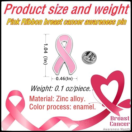 25/50/100/200 Pieces Breast Cancer Awareness Lapel Pins Pink Hope Ribbon Brooch For Doctors Nurses Backpack Hat And Clothes Women Girls Charity Public Social Event Fundraising Activity Bulk