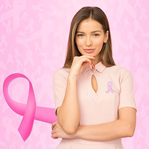 25/50/100/200 Pieces Pink Ribbon Pins Breast Cancer Awareness Enamel Lapel Pin For Women Breast Cancer Awareness Brooch Pins Charity Public Social Event Badge Bulk
